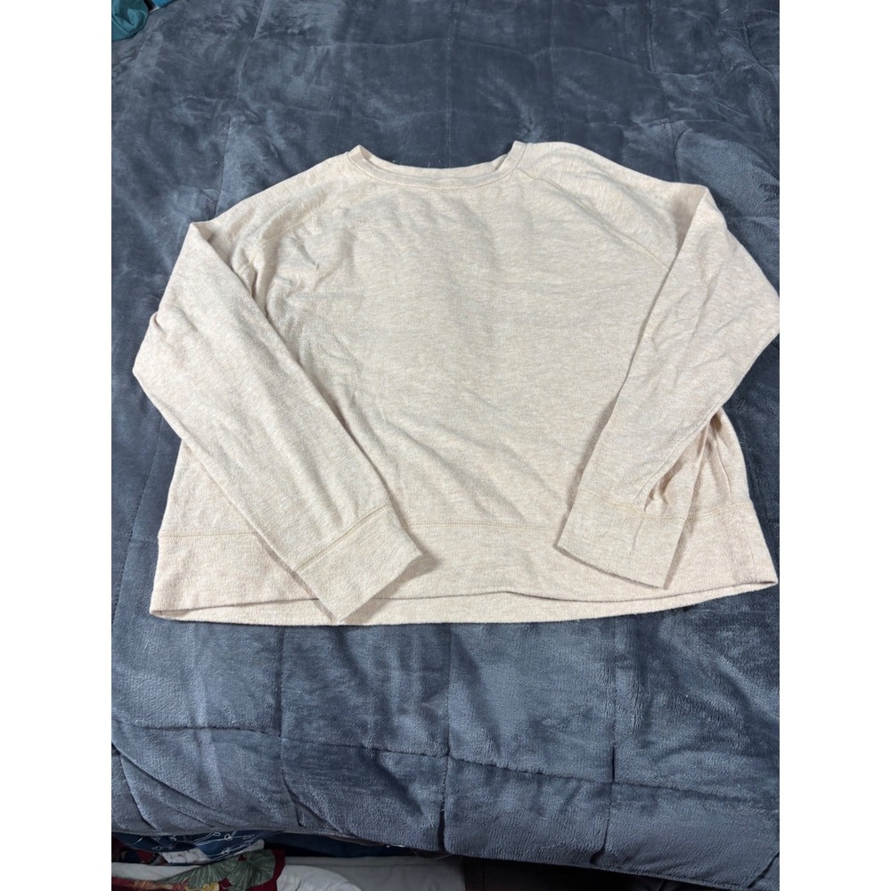 Vince Womens Heathered Beige Raglan Long Sleeve Cotton‎ Blend Sweatshirt Large